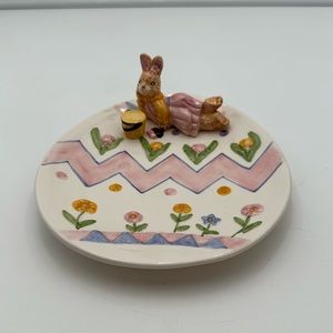 Vintage Fitz And Floyd Girl Bunny Platter